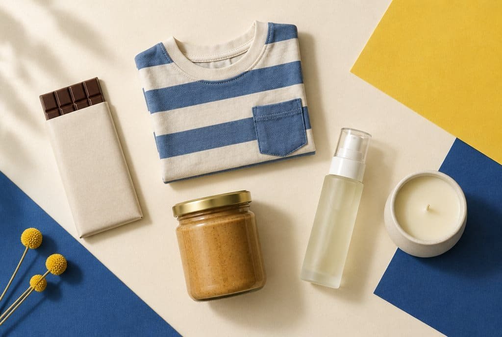 A founder's product range laid out beside a laptop for costing