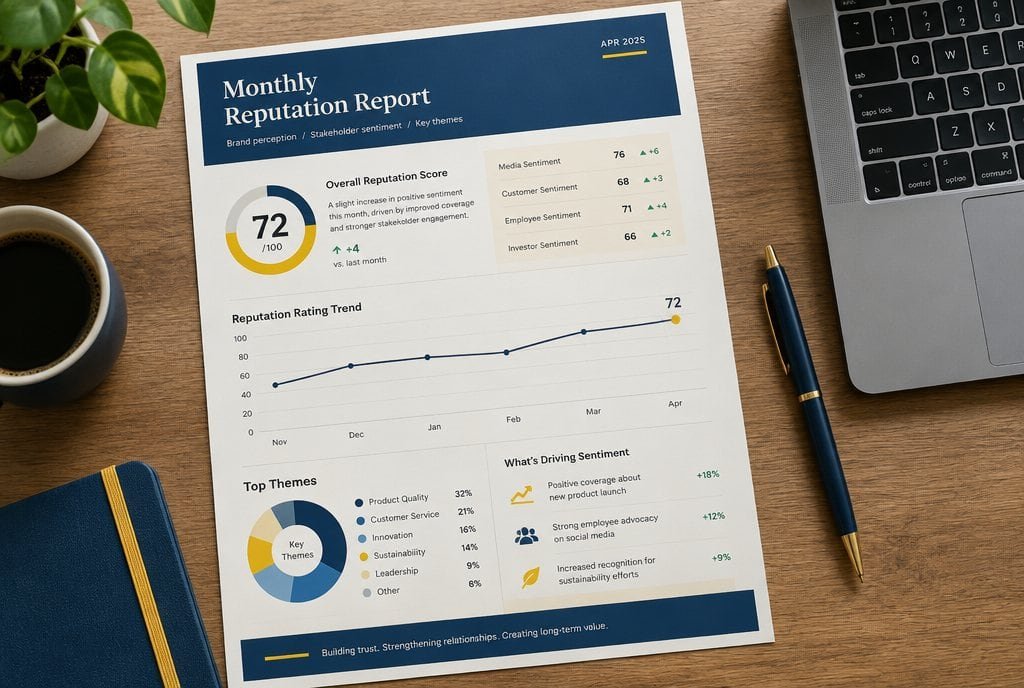 A reputation and review report on screen